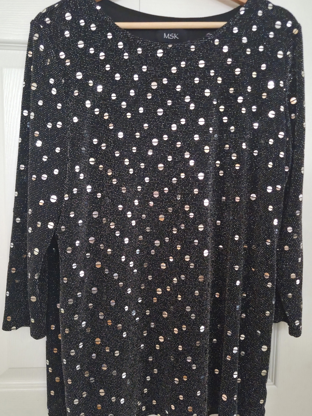 MSK Black Sequin Polka Dot Women's Skirt